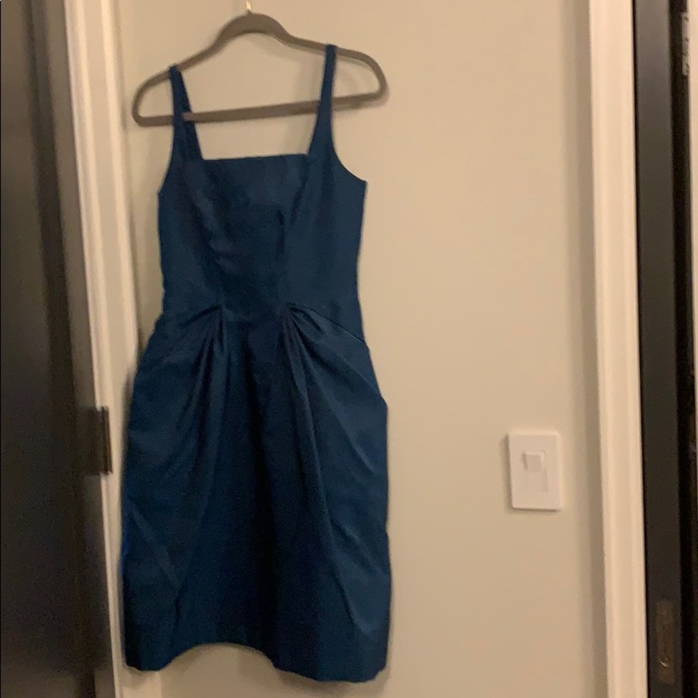 Teal Blue Zac Posen Silk Cocktail Dress